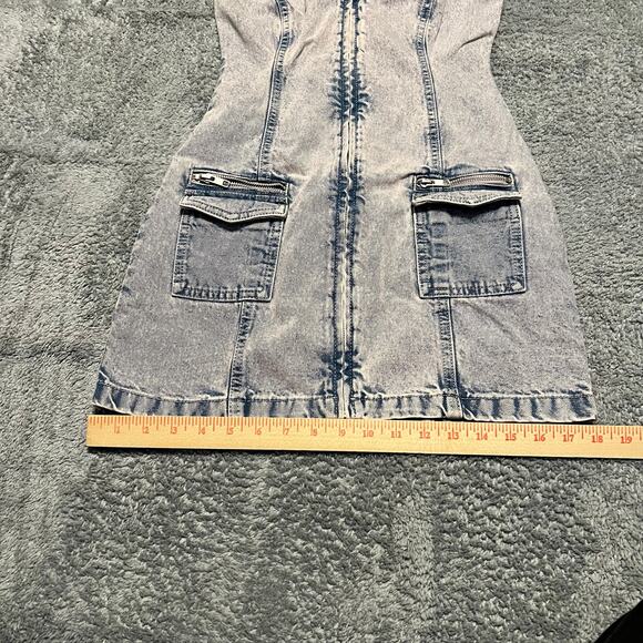 Cotton On Dress Womens 2 XS Denim Halter Mini Dress Jean Blush Pink Blue - Picture 8 of 8